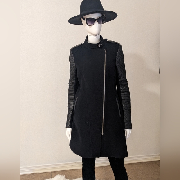 Andrew Marc Jackets & Blazers - Andrew Marc Black Virgin Wool Cashmere Blend Leather Effect 10